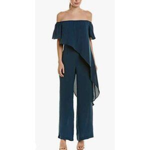 Adrianna Papell Womens Navy Bell Sleeve Wide Leg Party Jumpsuit Size: 14W